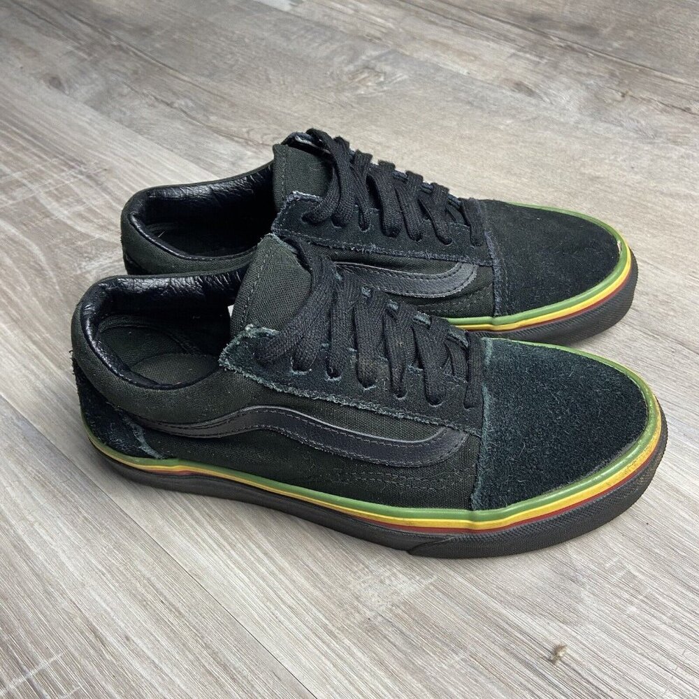 RARE VANS Authentic Black RASTA Red Yellow‎ Green Men 4 Women 5.5 Snoop